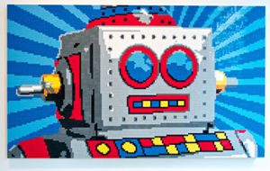 robot shaped by lego bricks