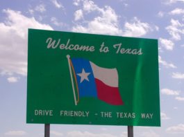 Welcome to Texas state border sign