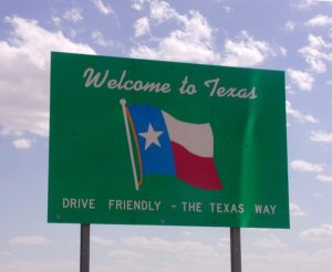 Welcome to Texas state border sign