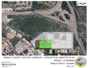 areal conceptual plan map of location where soccer complex will be located