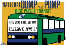 A poster for the national dump the dump ride public transit.