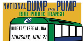 A poster for the national dump the dump ride public transit.