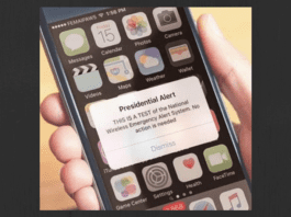 Smart phone displaying Presidential Alert