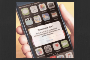 Smart phone displaying Presidential Alert
