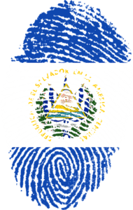 El Salvadorian flag in the shape of a thumb print