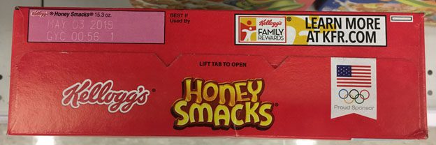 Honey Smacks cereal box top