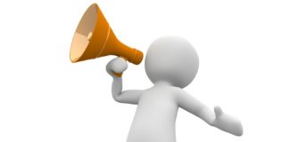 icon representing a person shouting an announcement in a megaphone