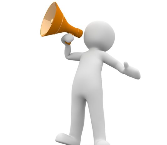 icon representing a person shouting an announcement in a megaphone