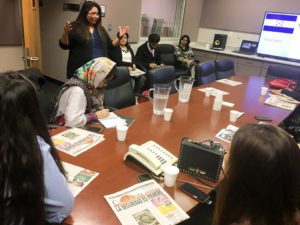 Women journalists listening to guest speaker