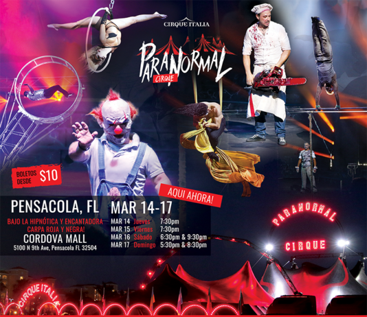 cirque italia terror show flyer with event details