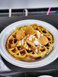 waffle with cookies and cream on a plate