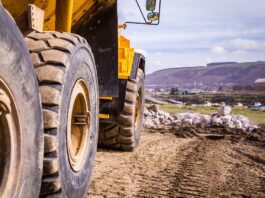 bulldozer in a landfill