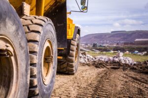 bulldozer in a landfill