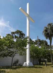 40-foot white cross in a park