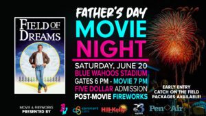 event flyer presenting the showing of the movie Field of Dreams, saturday, June 20 at 7 p.m.