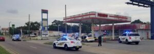 police car outside of convenience store