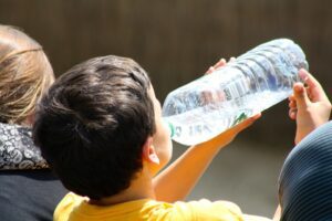 child drinking water