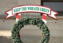 Wreath installed on city property