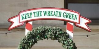 Wreath installed on city property