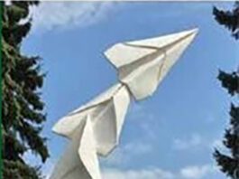 paper plane sculpture