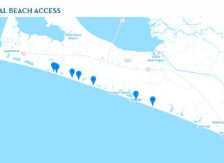 Map of Walton County beach access points