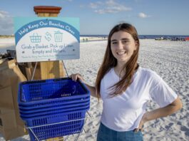 Hanna displaying beach basket