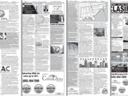 A newspaper with a lot of different articles on it.