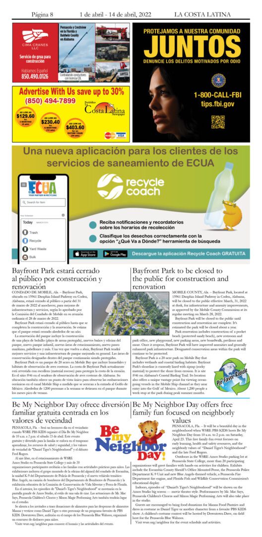 La Costa Latina April 1 - April 14, 2022 Page 8