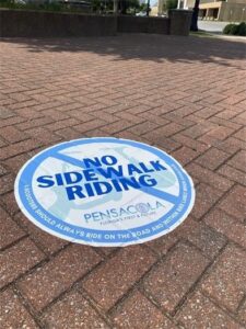 Pensacola sidewalk sign "No Sidewalk Riding"