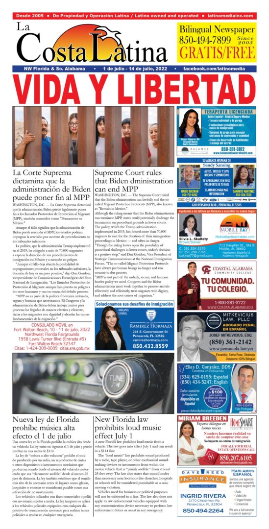 La Costa Latina Edition July 1 - July 15 Page 1