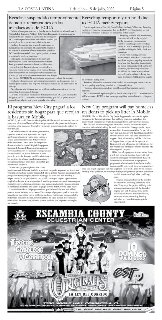 La Costa Latina Edition July 1 - July 15 Page 5
