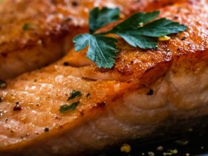 Glazed salmon filet