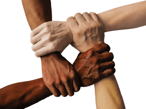 four hands holding on to each other