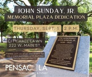invitaiton to John Sunday Memorial Plaza dedication
