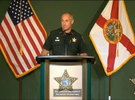 Sheriff Chip Simmons holding a press conference