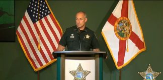 Sheriff Chip Simmons holding a press conference