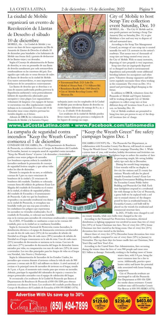 La Costa Latina December 2 - December 15, 2022 - Page 9