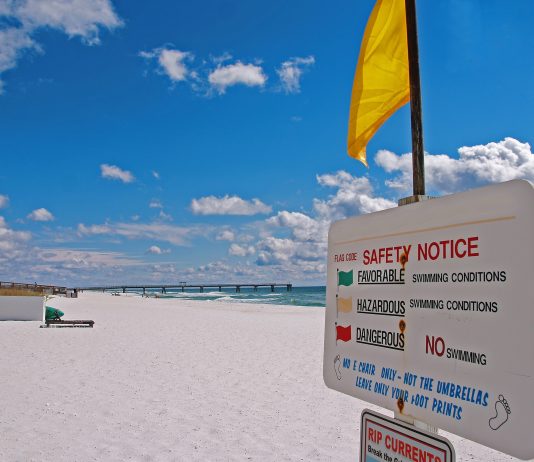 Beach safety sign