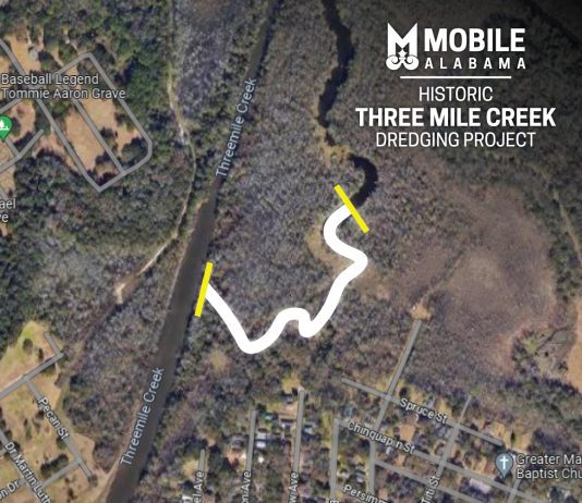 three mile creek dredging map