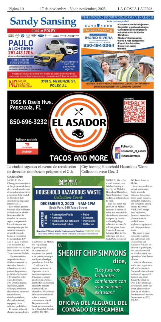 La Costa Latina Newspaper November 17 - November 30, 2023 Page 10