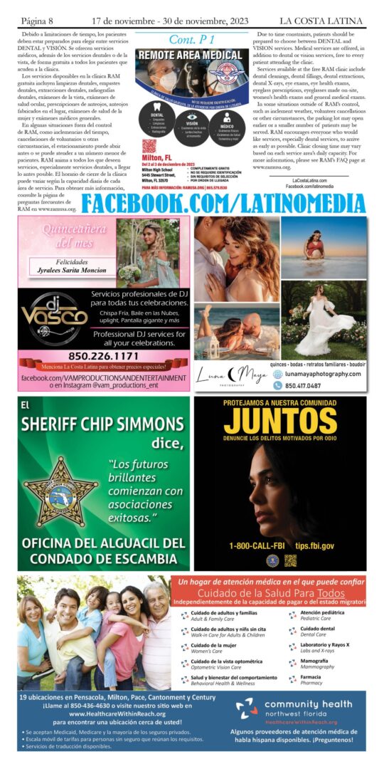 La Costa Latina Newspaper November 17 - November 30, 2023 Page 8