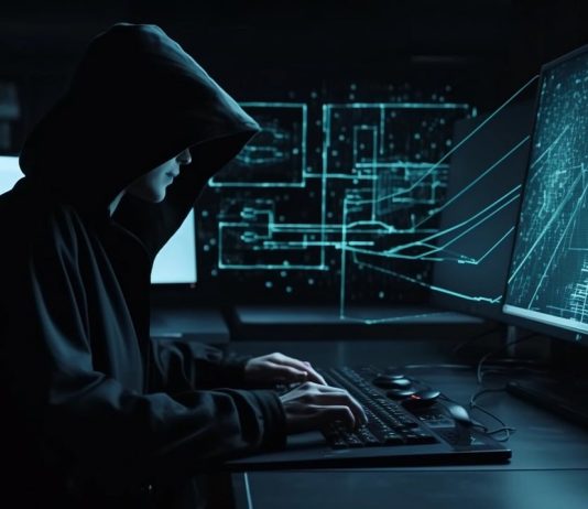 hacker typing on computer keyboard