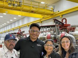 Latino media members with Christian Pereira at NASA's John C. Stennis Space Center in Mississippi.