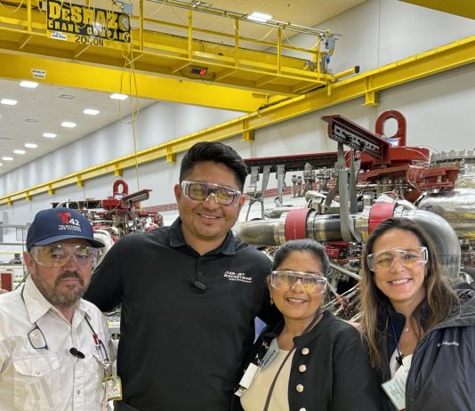 Latino media members with Christian Pereira at NASA's John C. Stennis Space Center in Mississippi.