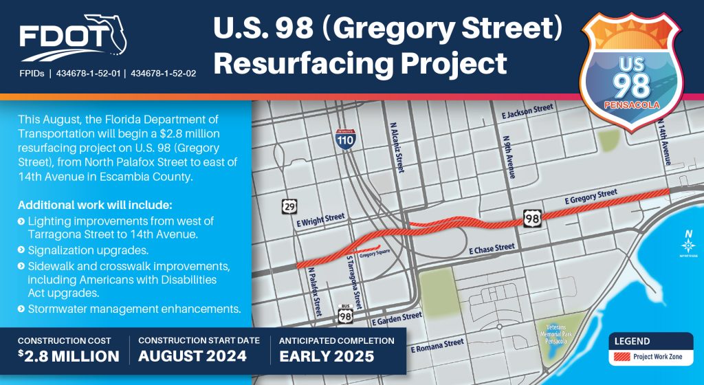 US 98 project postcard advisor with map