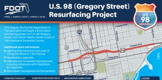 US 98 project postcard advisor with map