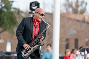 Al Alvarado playing saxophone