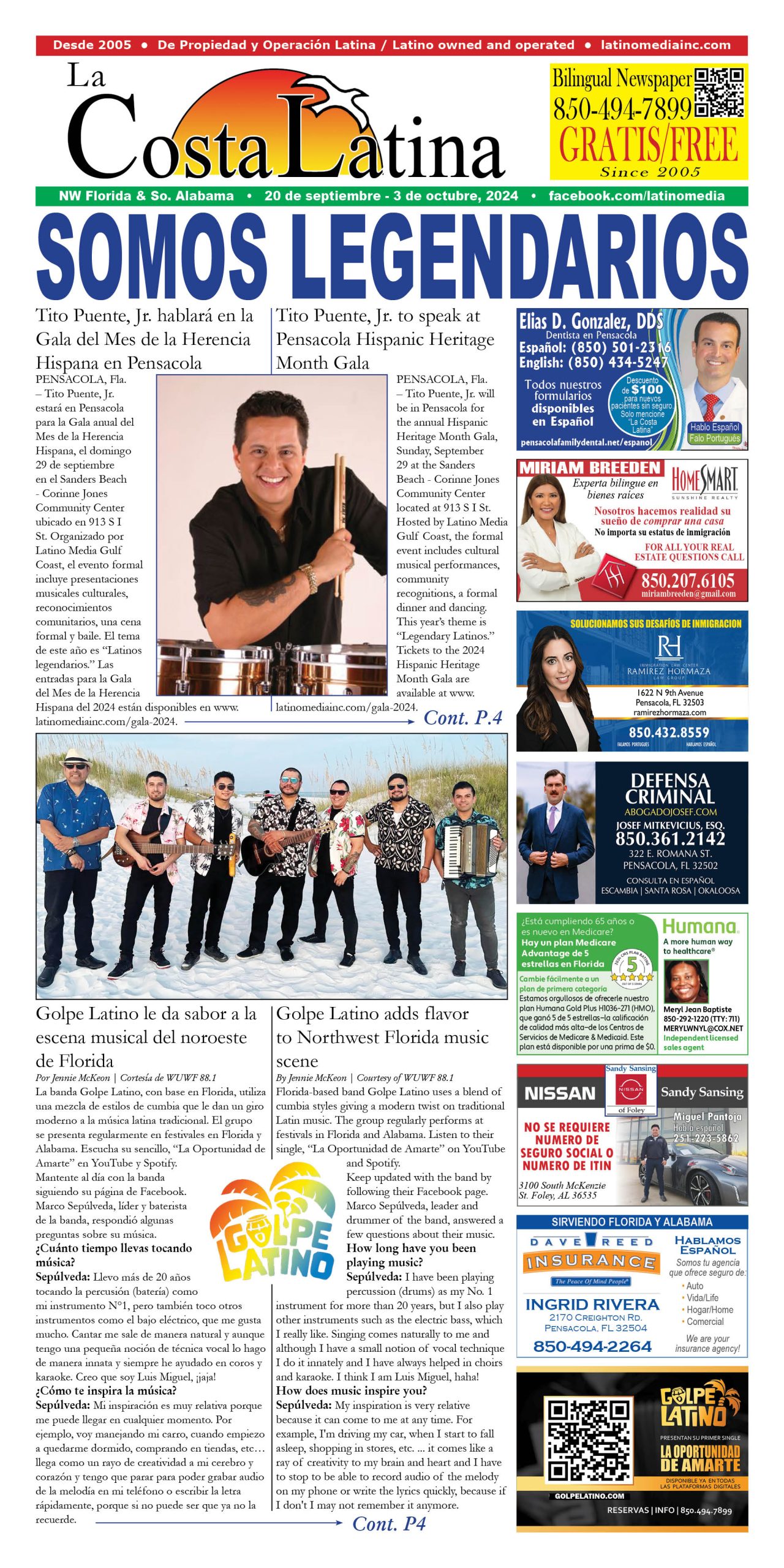 La Costa Latina September 20 - October 3, 2024, Page 1