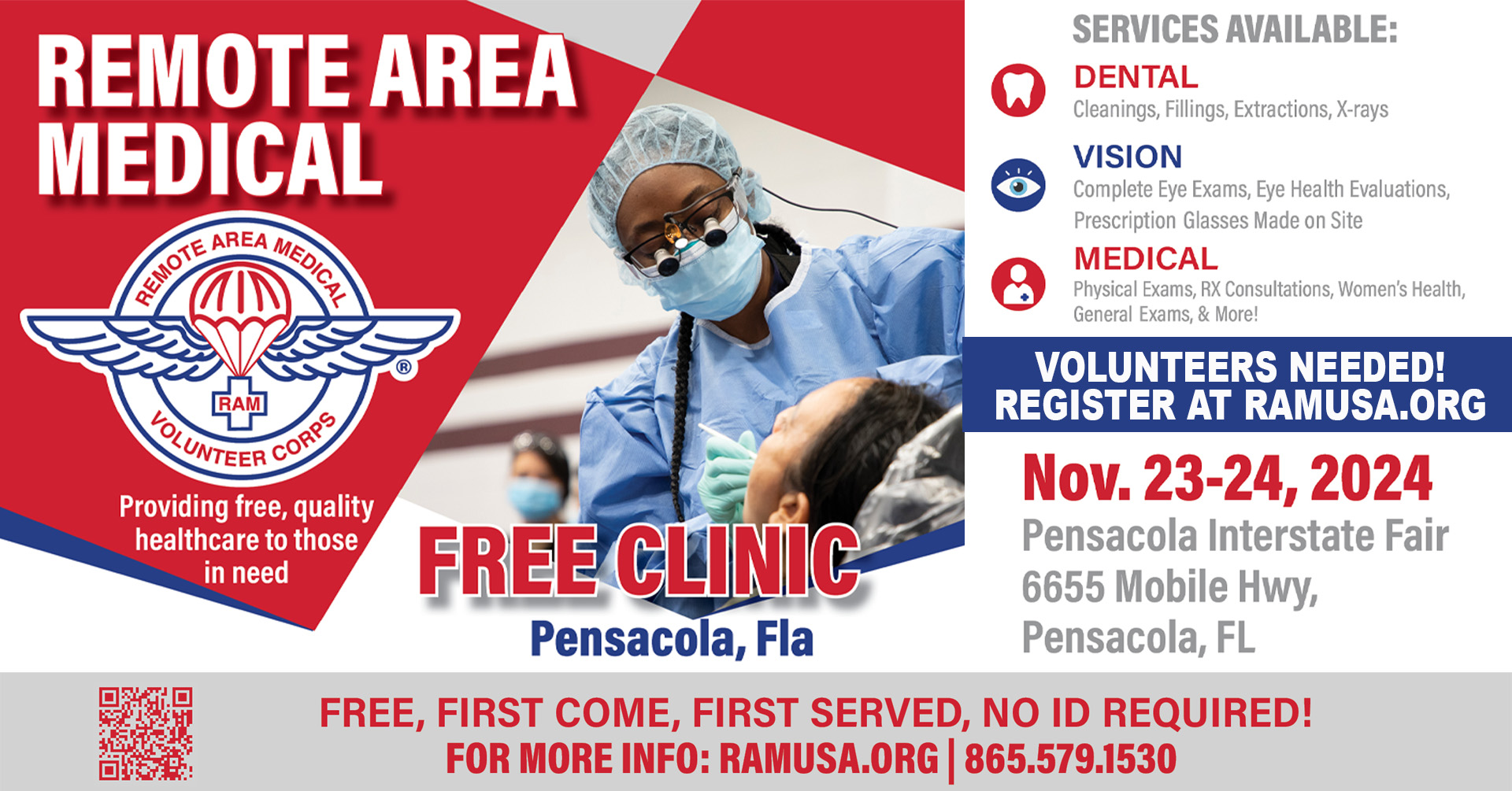 Remote Area Medical (RAM) clinic event flyer