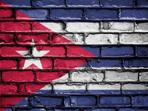 Cuban flag painted on brick wall